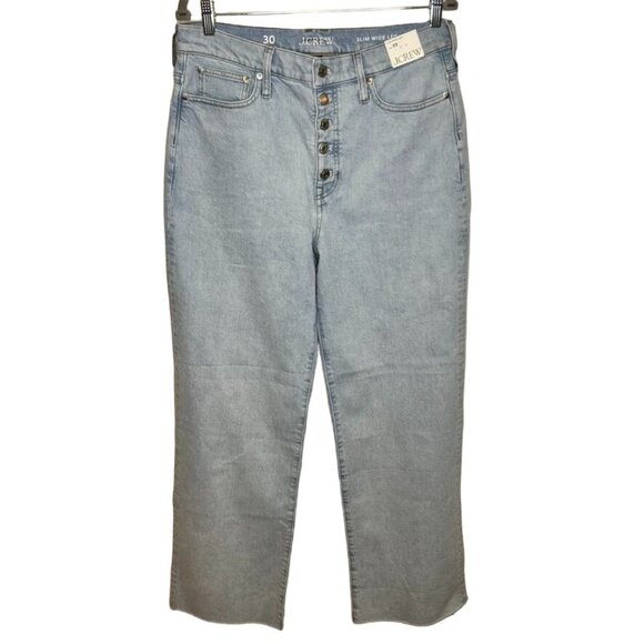 J.Crew Womens Jeans Size 30 Slim Wide Leg Light Wash Denim, NWT - Picture 1 of 7